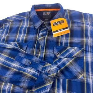 NWT New 5.11 Tactical Covert Flannel Shirt Mens XL Blue Plaid Long Sleeve, XL